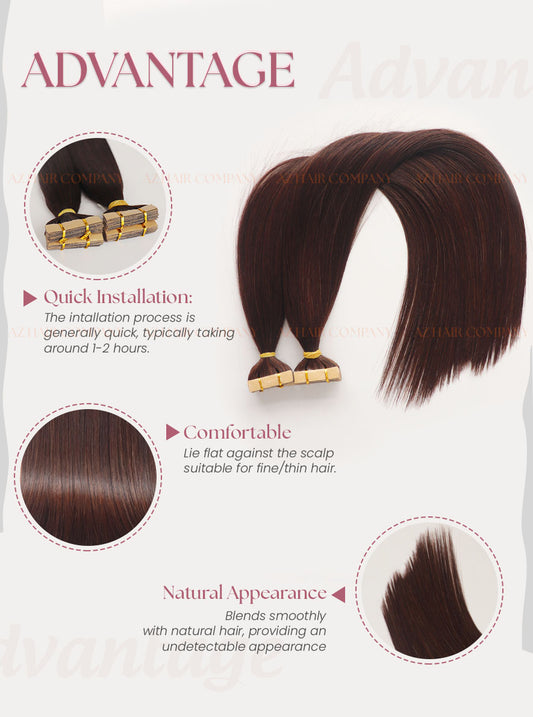 Dark Brown (#2C) Tape - In Hair Extensions 100g