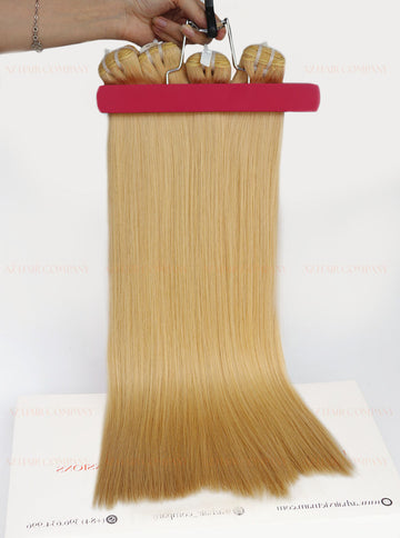Light Blonde (#24C) Machine Weft Hair Extensions 100g