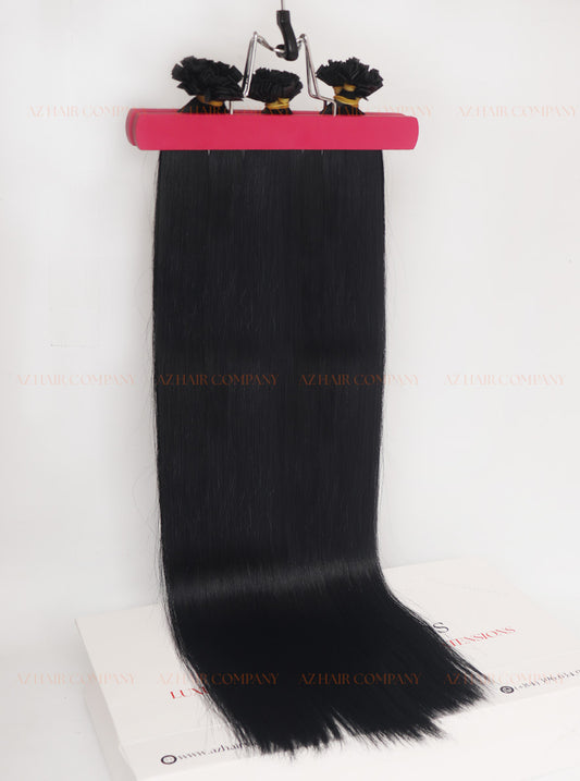 Jet Black (#1) Flat Tip Hair Extensions 100g