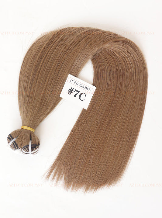 Light Brown (#7C) Machine Weft Hair Extensions 100g