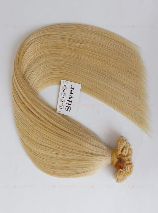 Light Blonde (#Silver) Flat Tip Hair Extensions 100g