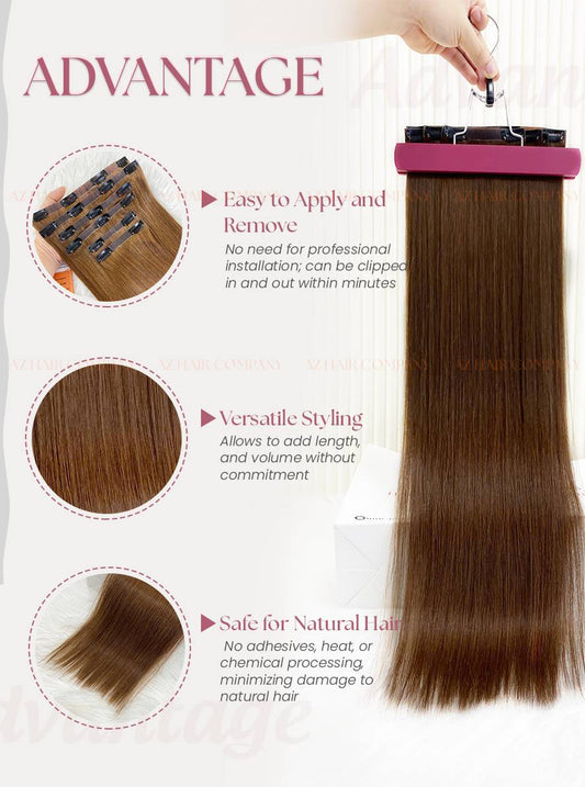 Light Brown (#3)Seamless Clip-In Hair Extensions 150g