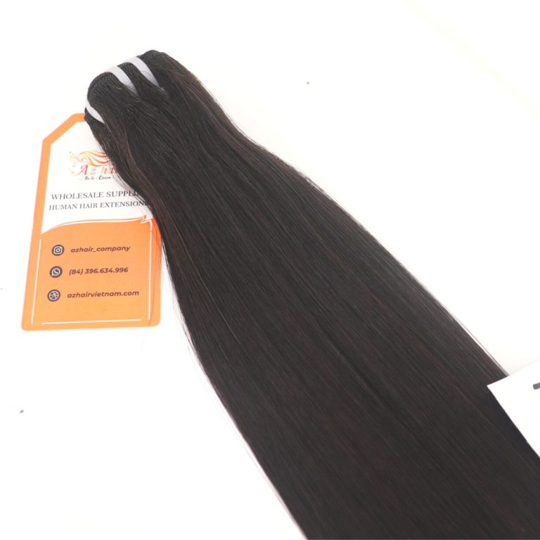 Super Double Drawn Bone Straight Weft Hair #1B Natural Color Long Length