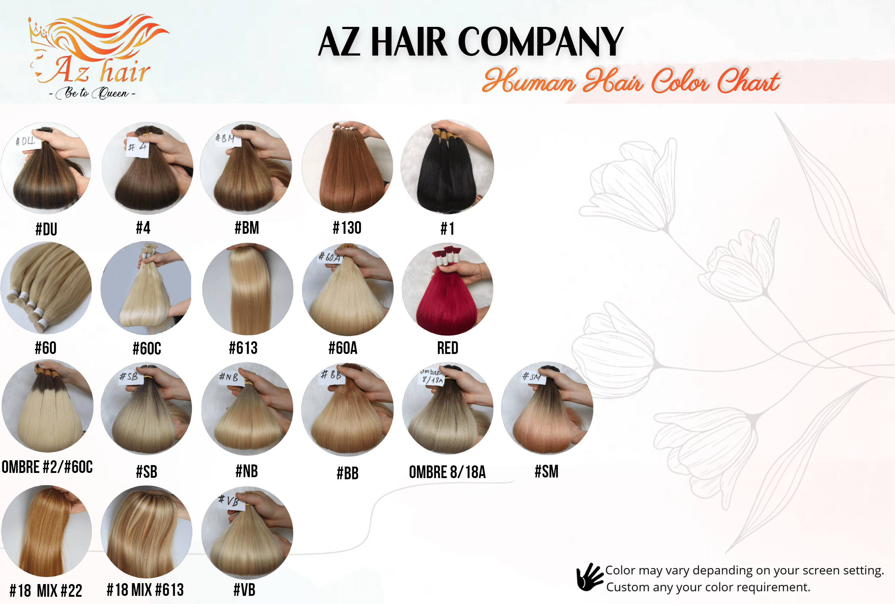 AZ Human Hair Color Chart