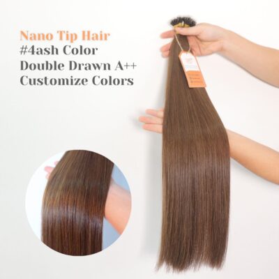 Nano Tip Hair Extensions Straight Hair Color #4ash Vietnamese