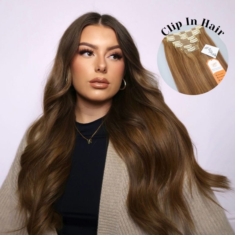 100% Human Hair Extension Seamless Clip In #4-#4ash Color