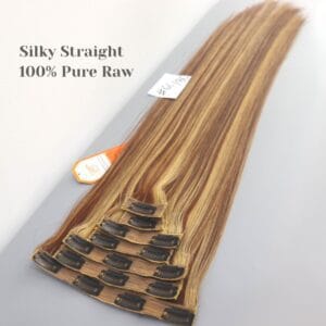 100% Straight Clip In #6C/#8C Human Hair Extensions Highlight Raw Vietnamese