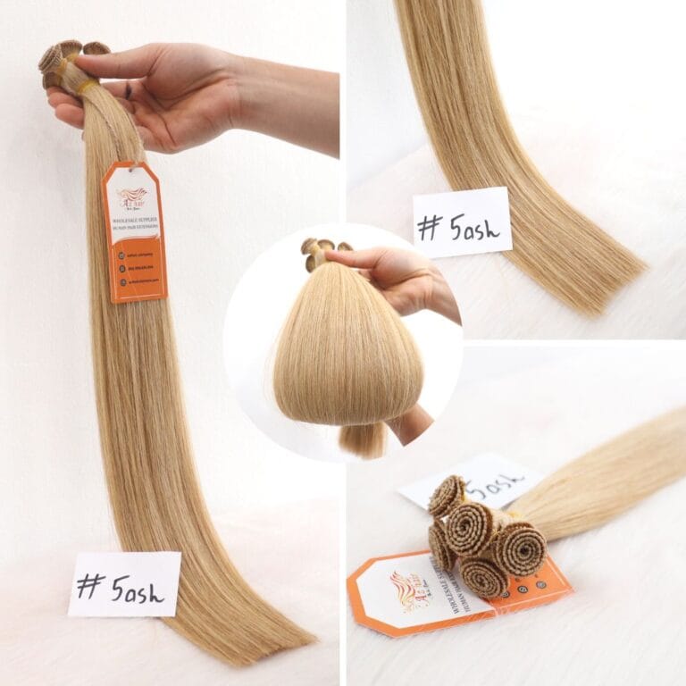 Wholesale Hand-tied Weave #5ash Hair Extensions Human High Quality