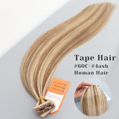 Wholesale Supplier Tape In #60C/#4ash Color Hair Extensions Cuticle Aligned Virgin