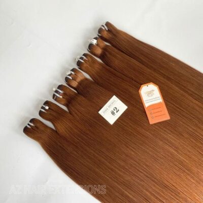 Weft Human Hair #2 Color Straight Extensions