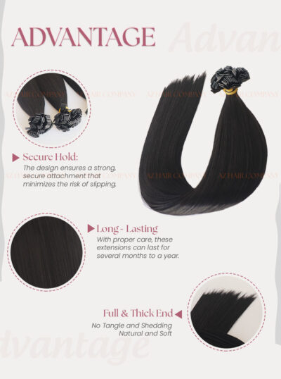 High-end 22-inches Vietnamese Keratin Flat Tip Extensions Color #1 Wholesale Price-