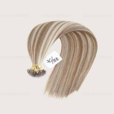 Nano Tip Hair Extensions – Highlight #7C/18B for a Natural Look
