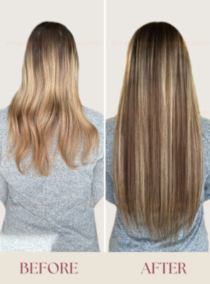 Invisible-Tape-in-Hair-Extensions-Premium-Quality-Highlight-60C-4ash-Before -After